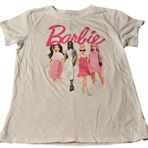 Barbie Graphic T‎ Shirt Kids Size 14/16 White Crew Neck Short Sleeve Top